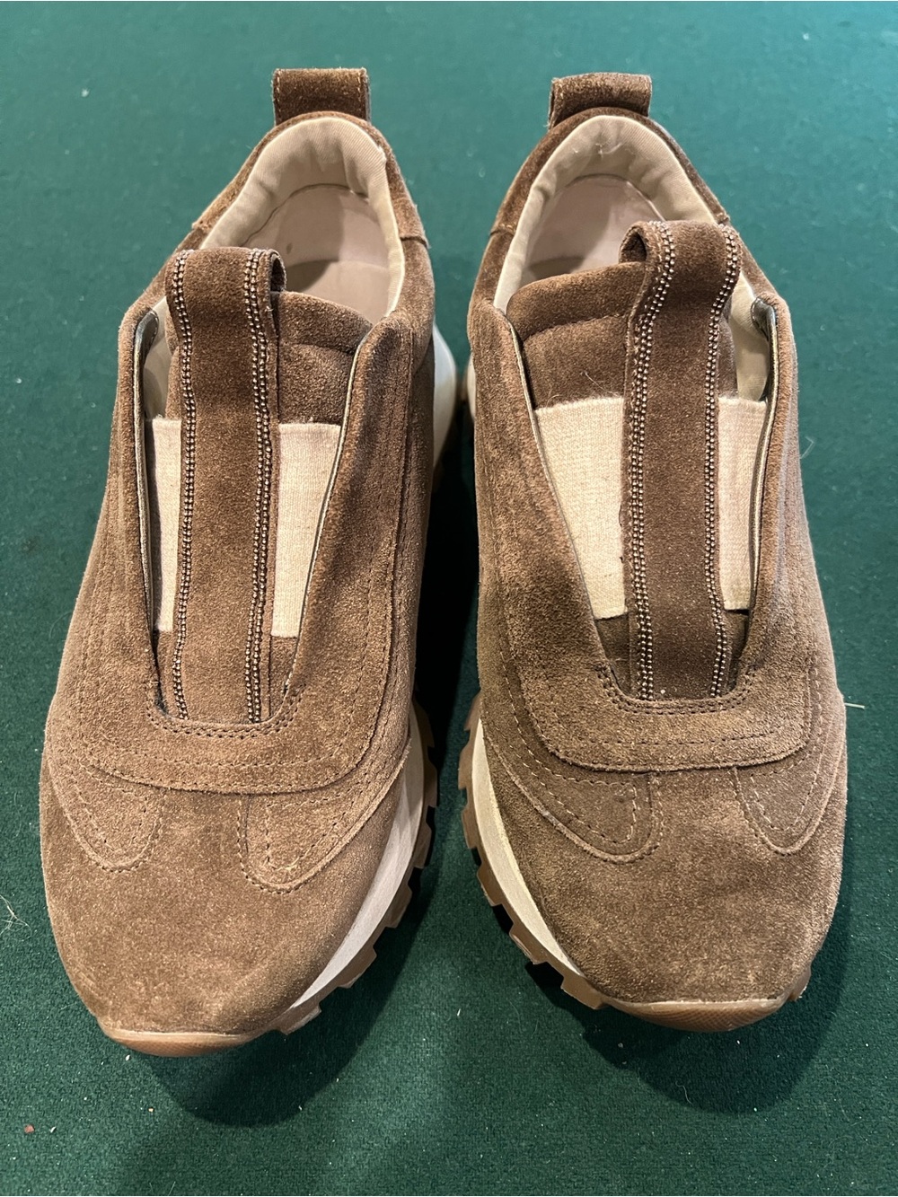 Brunello Cucinelli Brown Suede Slip-On Women's Sneakers. Size 6.5